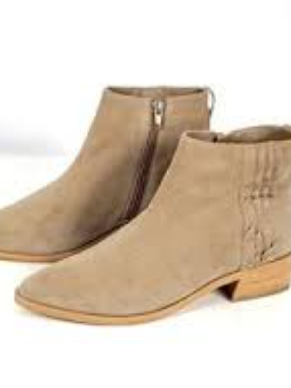 Vaneli Tan Suede Ankle Booties with Side Zip